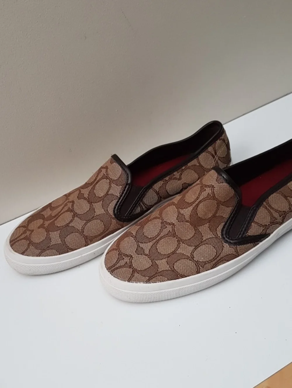 Coach Womens Brown Signature Jacquard Slip-On Sneakers - Picture 5 of 5